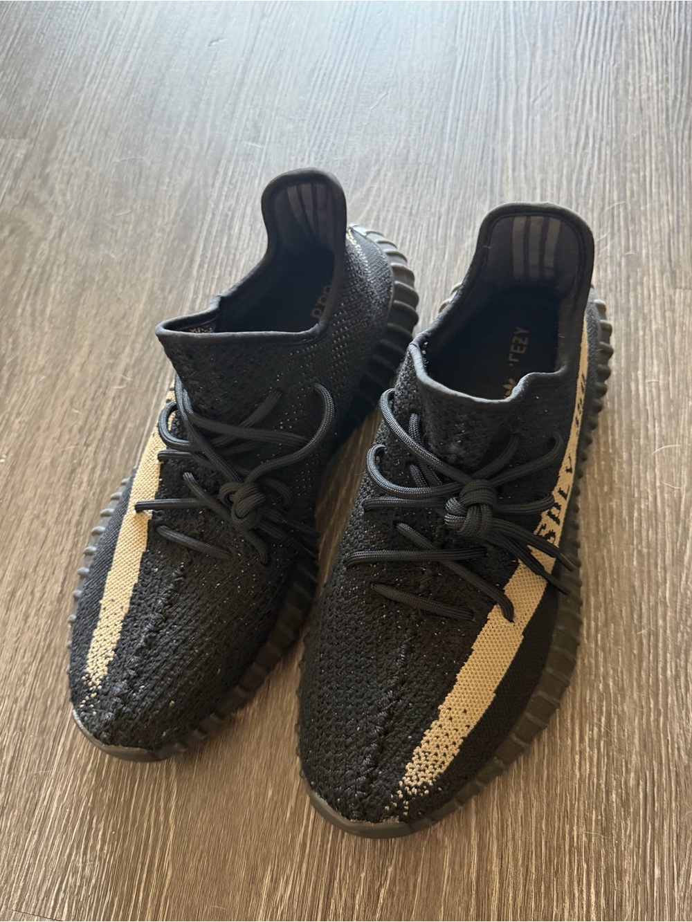 adidas Yeezy Boost 350 V2 Black and Beige Stripe Sneakers